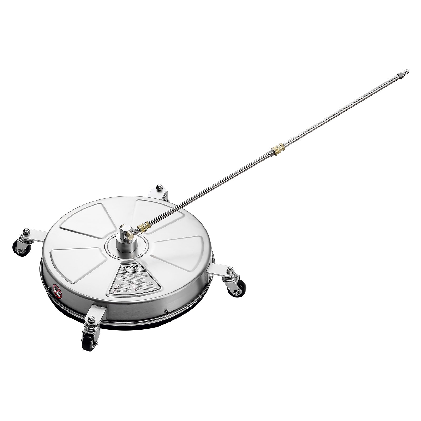 VEVOR 465 mm hogedrukreiniger voor oppervlakten, roestvrijstalen oppervlaktereiniger met 4 wielen, max. 4000 PSI, 1/4-inch snelkoppeling, 2 sproeikoppen, 2 verlengde staven voor beton, terras en dek