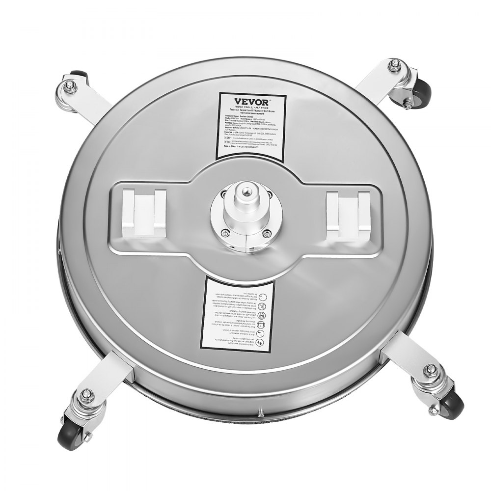 VEVOR 535 mm hogedrukreiniger, oppervlaktereiniger van roestvrij staal op wielen, max. 310 bar, aansluiting van 0,95 cm, dubbele handgreep, 2 sproeiers, spuit voor betonnen terras