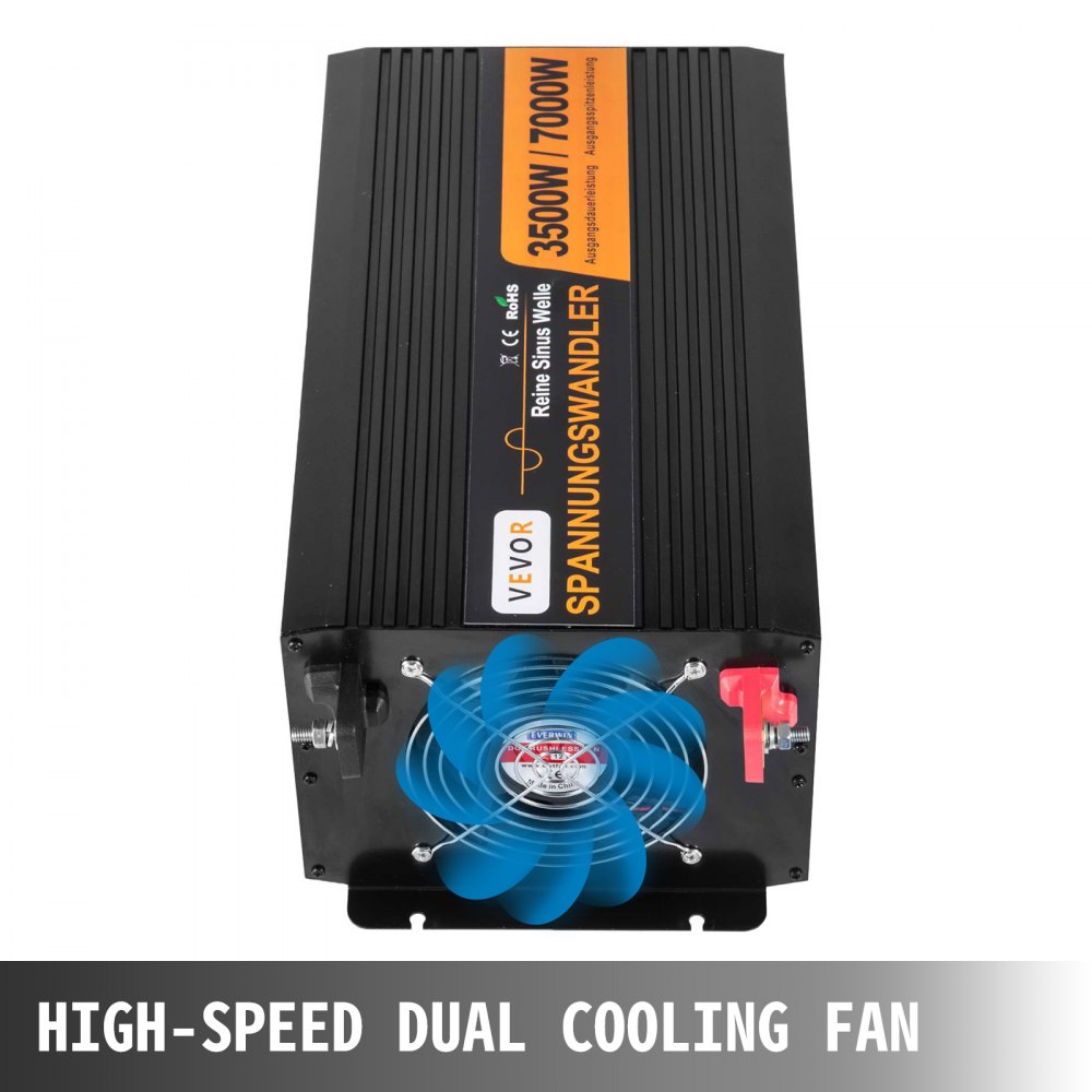 3500W Pure Sine Wave Inverter DC 12V naar AC 230V Converter met LCD-scherm (OPMERKING: een van de afstandsbedieningen wordt willekeurig verzonden.)