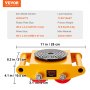 VEVOR 4x Armored Rollers 8T Transport Chassis 280x210x105mm Carbon Steel Transport Rollers Industrial Roller with 4 PU Directional Wheels Roller Ф 135x9mm Swivel Plate Furniture Transport Aid Transport Roller