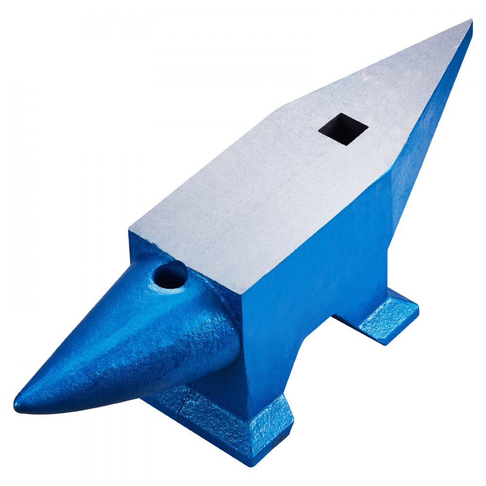 VEVOR Smid Aambeeld, 60KG Hoorn Aambeeld, 665 mm Lengte Aambeeld Gereedschap, Draagbaar Gietijzer Gesmeed Staal Smid Forge Aambeeld Tool, Gewicht Stalen Aambeeld Smid met Rond en Vierkant Gat, Blauw