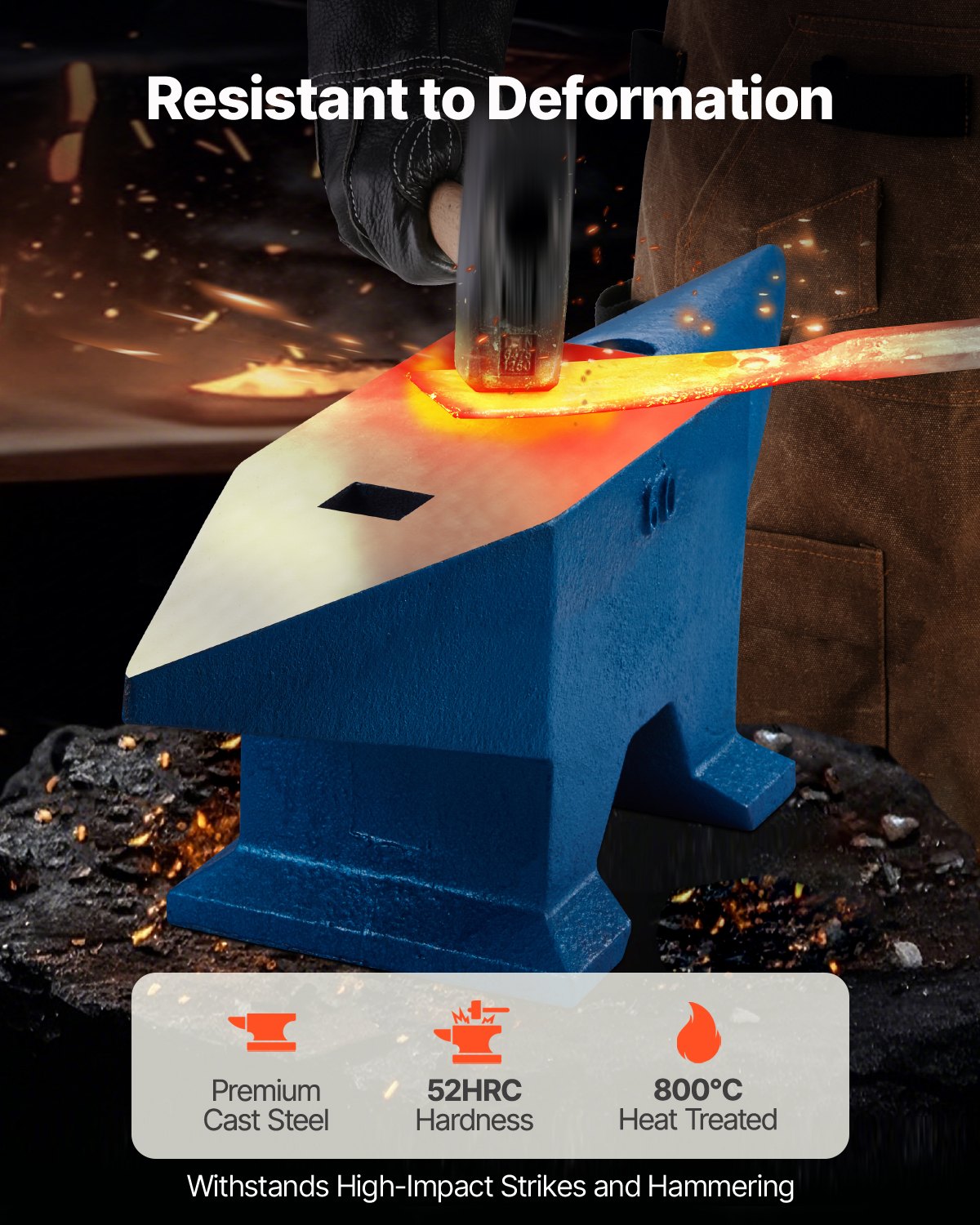 VEVOR Smid Aambeeld, 60KG Hoorn Aambeeld, 665 mm Lengte Aambeeld Gereedschap, Draagbaar Gietijzer Gesmeed Staal Smid Forge Aambeeld Tool, Gewicht Stalen Aambeeld Smid met Rond en Vierkant Gat, Blauw