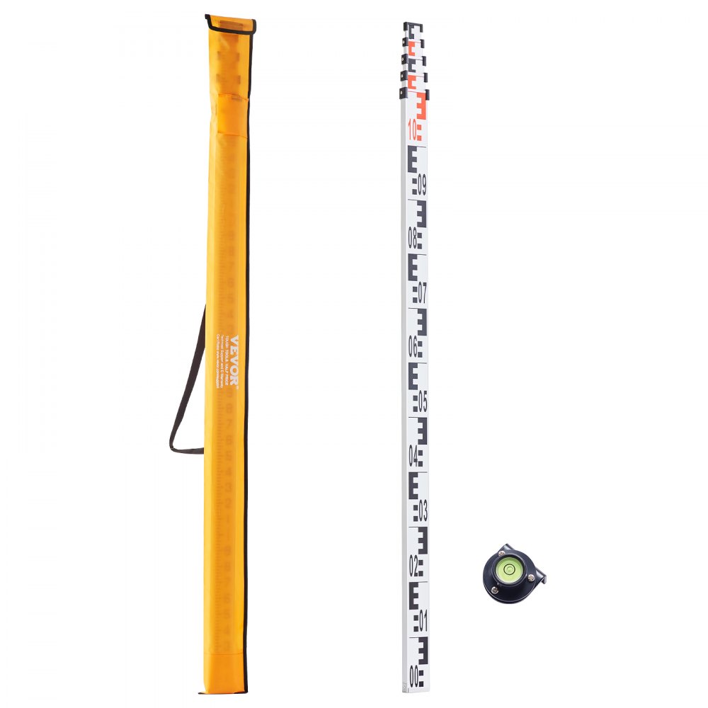 VEVOR Measuring Rod 5M Metric Telescopic Grade Rod CM/MM w/ Bubble Level & Bag