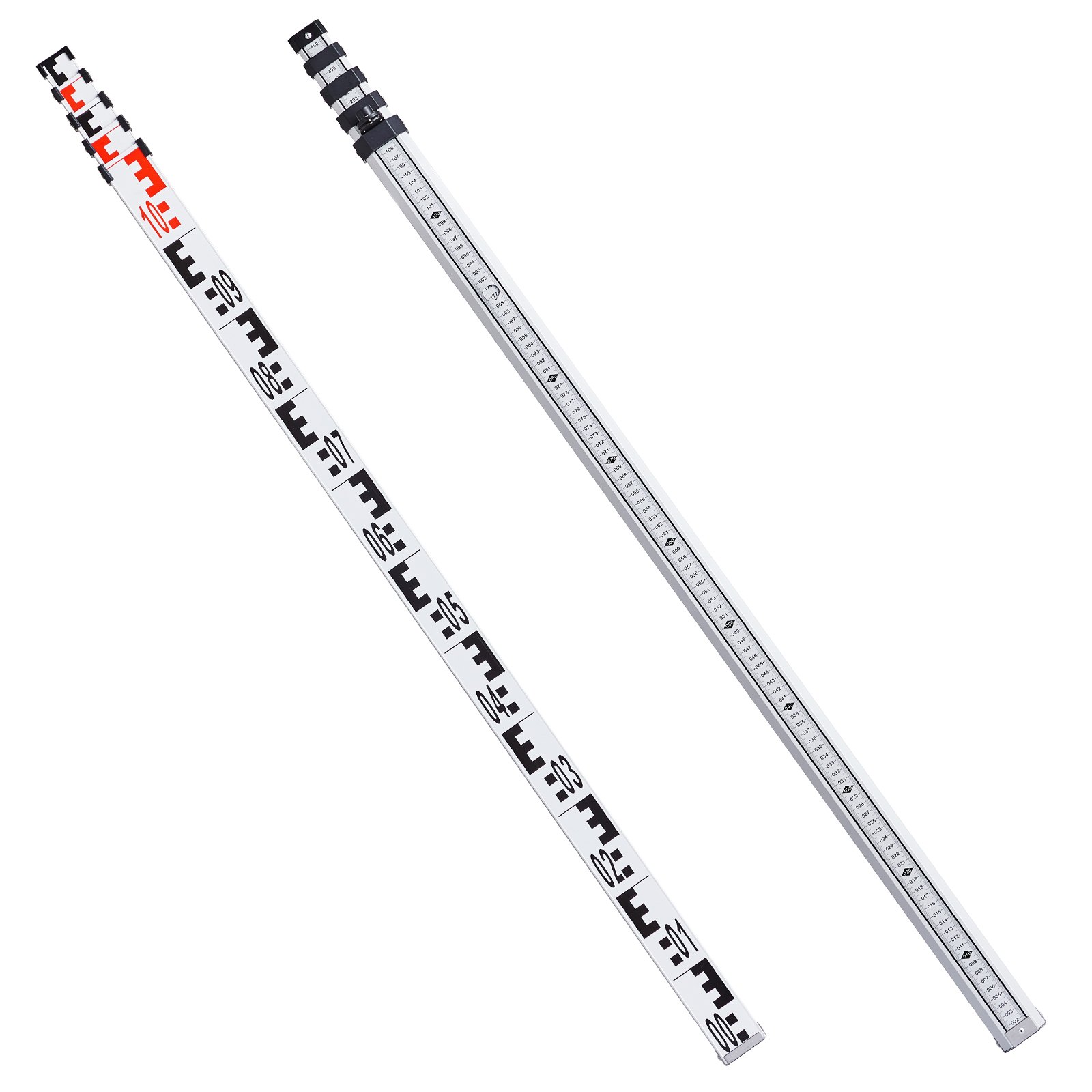 VEVOR Aluminum Grade Rod, 5M Metric Telescopic Measuring Rod, Double-Sided Scale in CM/MM Leveling Rod Stick,Aluminum Alloy Survey Rod with Bubble Level &Carrying Bag for Measuring Houses,Walls,Floors
