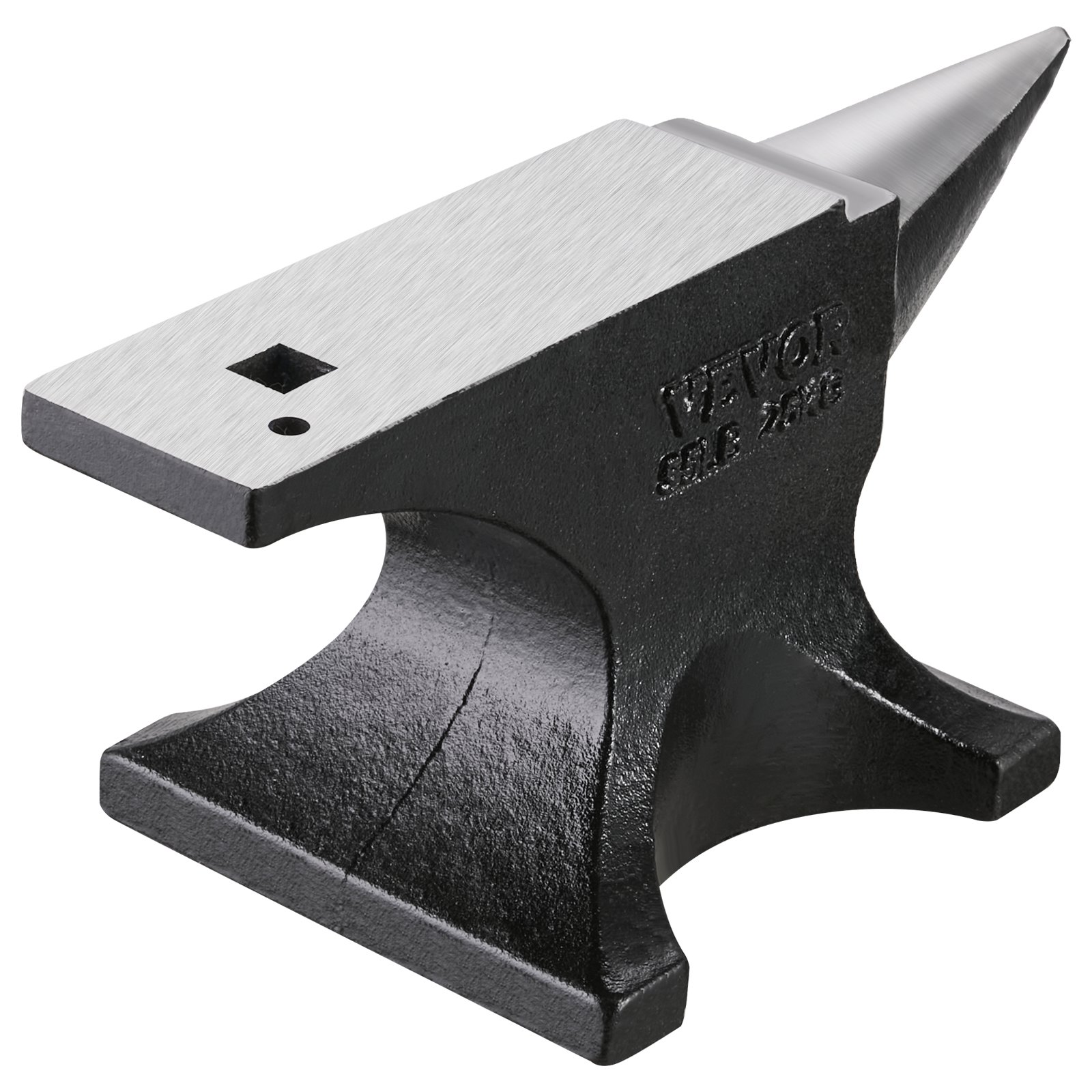 VEVOR Single Horn Anvil, 55lbs Cast Steel Anvil, High Hardness Rugged Round Horn Anvil for Blacksmiths, with Large Countertop and Stable Base, Metal Working Tool for Metal Bending, Shaping, Twisting