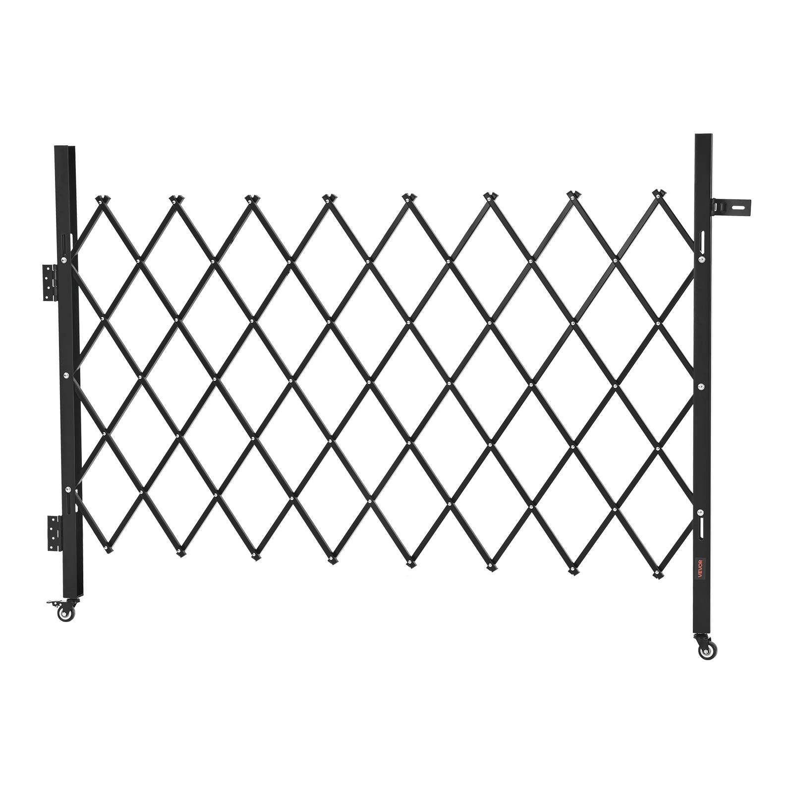 VEVOR Security Gate (enkel) Afsluitbare opvouwbare schaarpoort met 360° zwenkwielen, intrekbare stalen poorten voor buiten, voor toegang tot beveiligde garage, magazijn, opvouwbare poort 170 x 131 cm (B x H) Zwart