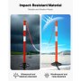 VEVOR 2 Pack Traffic Delineator Posts, 871 mm Traffic Safety Cones with Weighted Base, Reflective Strips and Chain, Heavy Duty Delineator Posts for Construction Site, Parking Lot, Crowd Control, Red