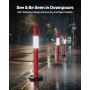 VEVOR 3 Pack Traffic Delineator Posts, 1140 mm Traffic Safety Cones with Weighted Base and Reflective Strips, Heavy Duty Delineator Posts for Construction Site, Parking Lot, Crowd Control, Red