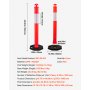 VEVOR Verkeersafbakeningspalen 6 stuks (114 cm) met verzwaarde voet en reflecterende strips, robuuste afbakeningspalen voor bouwplaatsen, parkeerterreinen en dranghekken, rood