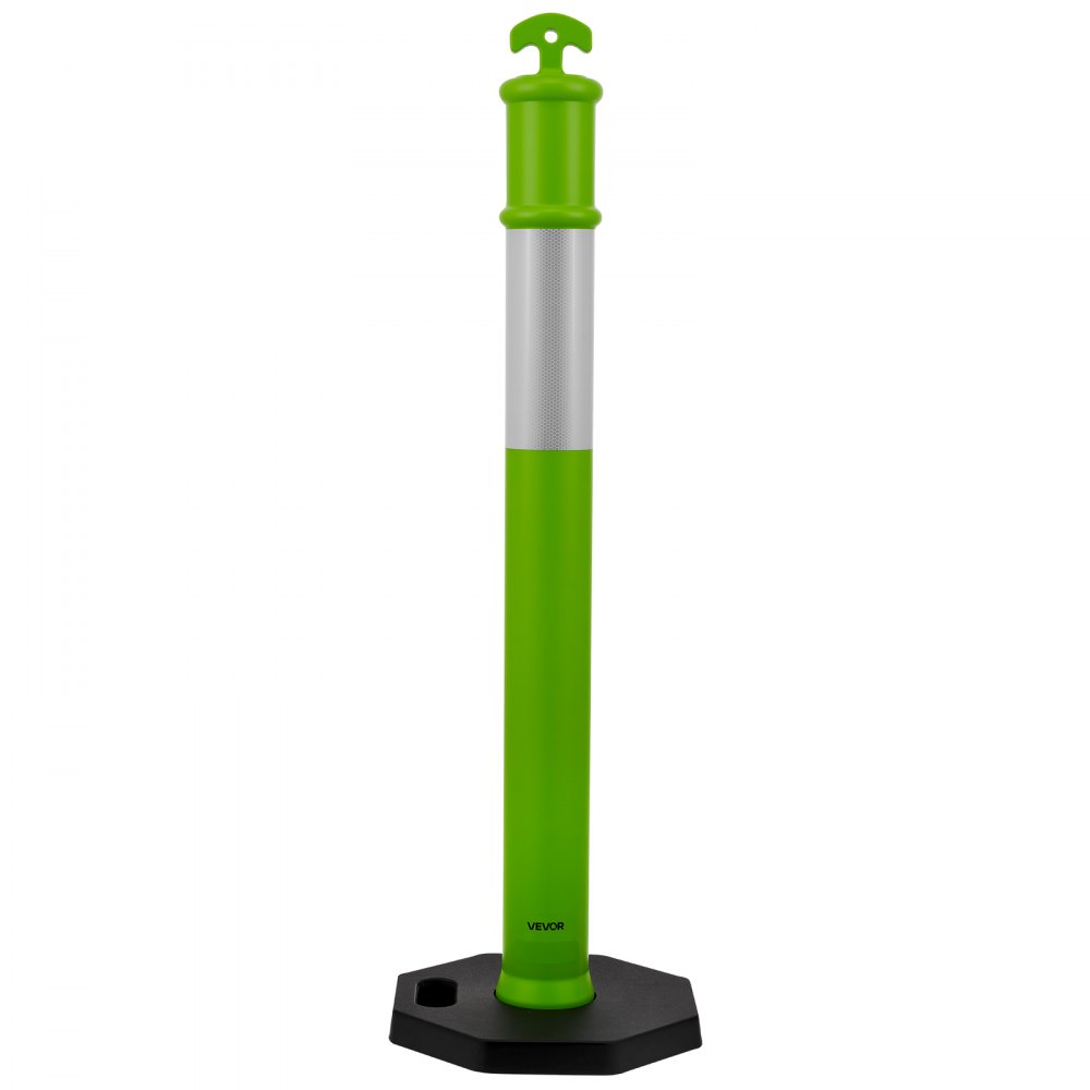 VEVOR Verkeersafbakeningspalen 3-pack (114 cm) met verzwaarde voet en reflecterende strips, afbakeningspalen voor bouwplaatsen, parkeerterreinen, dranghekken, groen