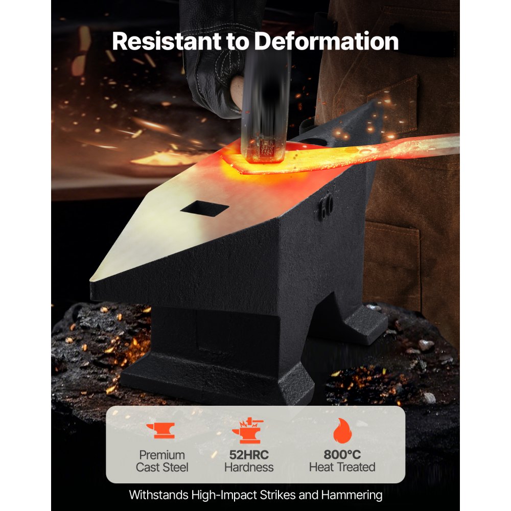 VEVOR Smid Aambeeld, 60kg Enkele Hoorn Aambeeld, 67cm Leng Aambeeld Gereedschap, Hoge Hardheid Gietijzer Gesmeed Staal Smid Forge Aambeeld Tool, Stalen Aambeeld Smid met Groot Aanrecht Stabiele Basis