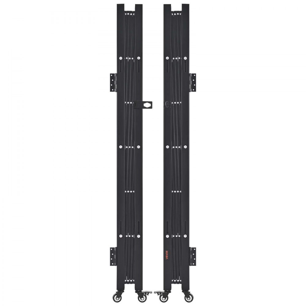 VEVOR afsluitbare beveiligingspoort, dubbele opvouwbare schaarpoort met 360° zwenkwielen, intrekbare stalen poorten voor buiten, voor toegangscontrole, garage, magazijn, opvouwbare poort 3300 x 1605 mm (B x H) zwart
