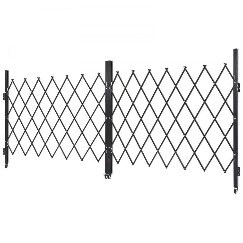 VEVOR Double Folding Security Gate, Lockable Scissor Gate with 360° Swivel Casters, Outdoor Barricade Steel Retractable Gates, for Entry Security, Garage, Warehouse & Pool, 145.67 x 63.19 in (W x H)