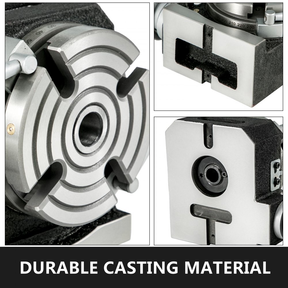 VEVOR Rotary Table 4inch(100mm) Horizontal Vertical Milling Table 2/5inch(10mm) 4-Slot Milling Rotary Table MT-2 Rotary Table for Milling with Indexing Plate Set for Precision Milling Drilling