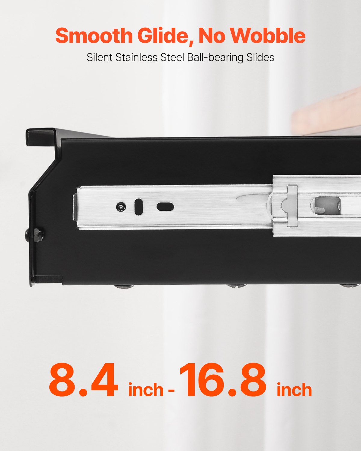 VEVOR 33" Wide Under Desk Drawer Slide Out, Under Desk Mounted Pull-out Drawer Attachment, Hidden Desktop Storage Organizer, Under Table Pencil Drawer for office Home Sit Stand Workstation, 33x9x4 in