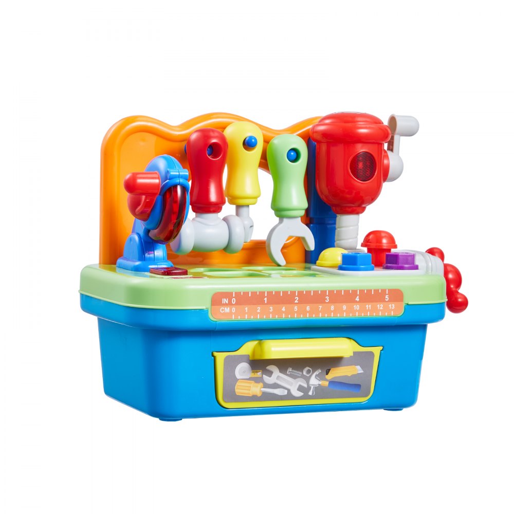 VEVOR Musical Workbench Toy, Sounds & Lights, Musical Learning Workbench for Toddler Age 2 Years and Up, Baby Pretend Play Tool Set, Infant Shape Sorter Activities, Kids Pounding Game, Boys & Girls