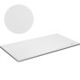 VEVOR table top, white surface with detailed texture close-up. modern design, smooth rounded edges.