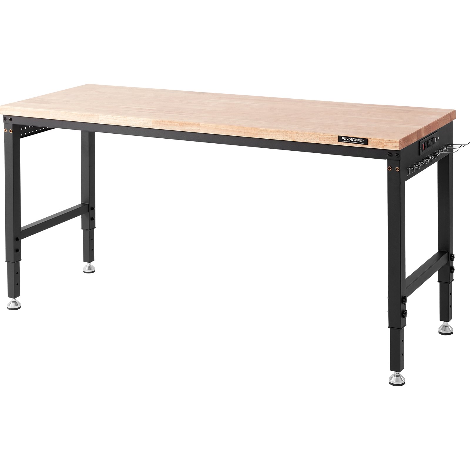 VEVOR Verstelbare Werkbank Tafelblad, Afmetingen: 1829 x 635 mm, Verstelbare Hoogte: 71,1–100,3 cm, Max. Belasting: 1361 kg, Tafel met Stopcontacten, Houten Blad voor Kantoor, Thuis, Garage