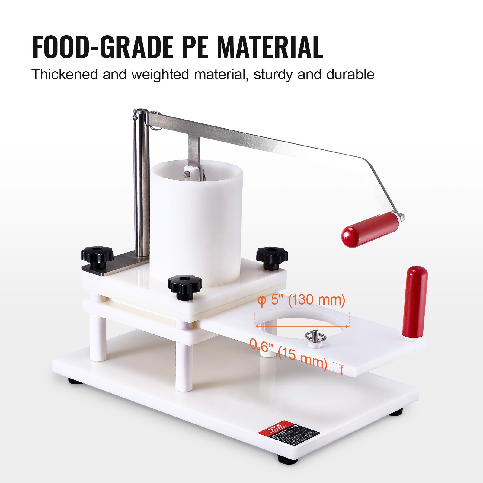 VEVOR Commerciële Hamburgermaker 9,6 kg Commerciële Hamburgerpers 545 x 300 x 413 mm Commerciële Hamburger Druk Gemaakt van Veiligheid PE-materiaal met een Grote Vultrechter met een Hoogte van 160 mm