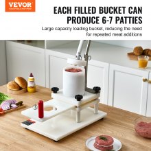 VEVOR Commercial Burger Patty Maker, 3 Convertible Mold(2/4/5-inch) Manual Beef Patty Maker, 1.5KG Large-Capacity Hopper Hamburger Press Machine, PE Meat Forming Processor with Handle & Patty Paper