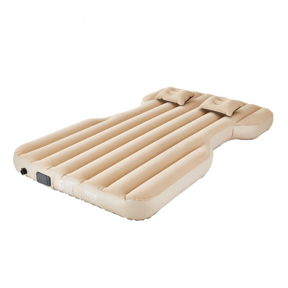 VEVOR Car Air Mattress, Fits Tesla Model Y (2020-2024), Inflatable Car Camping Mattress, Flocking Thickened Blow Up Travel Beds, Durable Portable Sleeping Pad with Built in Pump, 2 Pillows, Beige