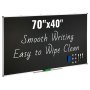 VEVOR Blackboard, krijtbord met aluminium frame, 175 x 100 cm whiteboard, inclusief 1 magnetische wisser en 3 whiteboardmarkers, zwart oppervlak
