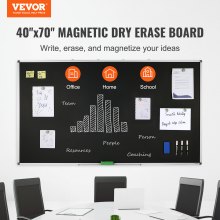VEVOR schoolbord, krijtbord met aluminium frame, 175 x 100 cm droog uitwisbaar bord, inclusief 1 magneetdoekje en 3 droog uitwisbare markers, zwart oppervlak