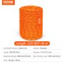 VEVOR dubbel gevlochten polyester touw in oranje, 220 ft/67,06 m, 1/2 inch diameter met 8000 lbs breeksterkte