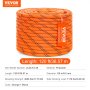 VEVOR dubbel gevlochten polyester touw, 120ft lang, oranje en zwart, 3/8 inch diameter.