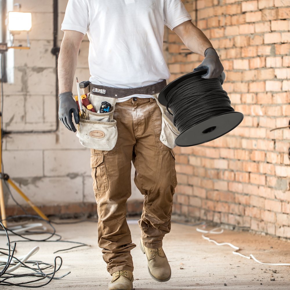 VEVOR gevlochten nylon touw, 0.48 cm (3/16 inch) x 305 m (1000 voet), 32 strengen, breeksterkte van 327 kg (720 lb), klimtouw voor buiten, klimtouw voor boomverzorgers voor rotsklimmen, kamperen, schommelen, abseilen, redding