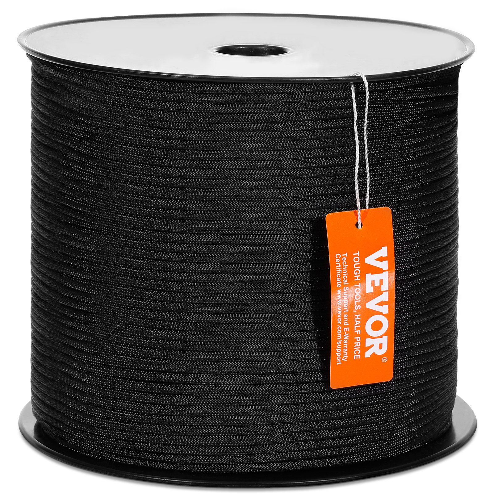 VEVOR gevlochten nylon touw, 0.48 cm (3/16 inch) x 305 m (1000 voet), 32 strengen, breeksterkte van 327 kg (720 lb), klimtouw voor buiten, klimtouw voor boomverzorgers voor rotsklimmen, kamperen, schommelen, abseilen, redding
