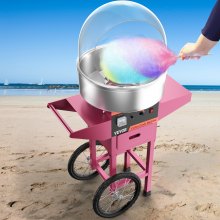 KITGARN Candy Floss Maker Cart Commercial Candyfloss Machine Cart Stainless Steel Tray Floss Machine Cart with Candyfloss Machine Dome Cover for Wedding Party Commercial Use