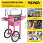 VEVOR Suikerspinmachines Suikerspinsuiker Electric Commercial Cotton Candy Machine With Cart Stepless Temp Control Party Commercial