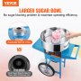 VEVOR Commercial Cotton Candy Machine with Cart Sugar Floss Maker 1000W Blue