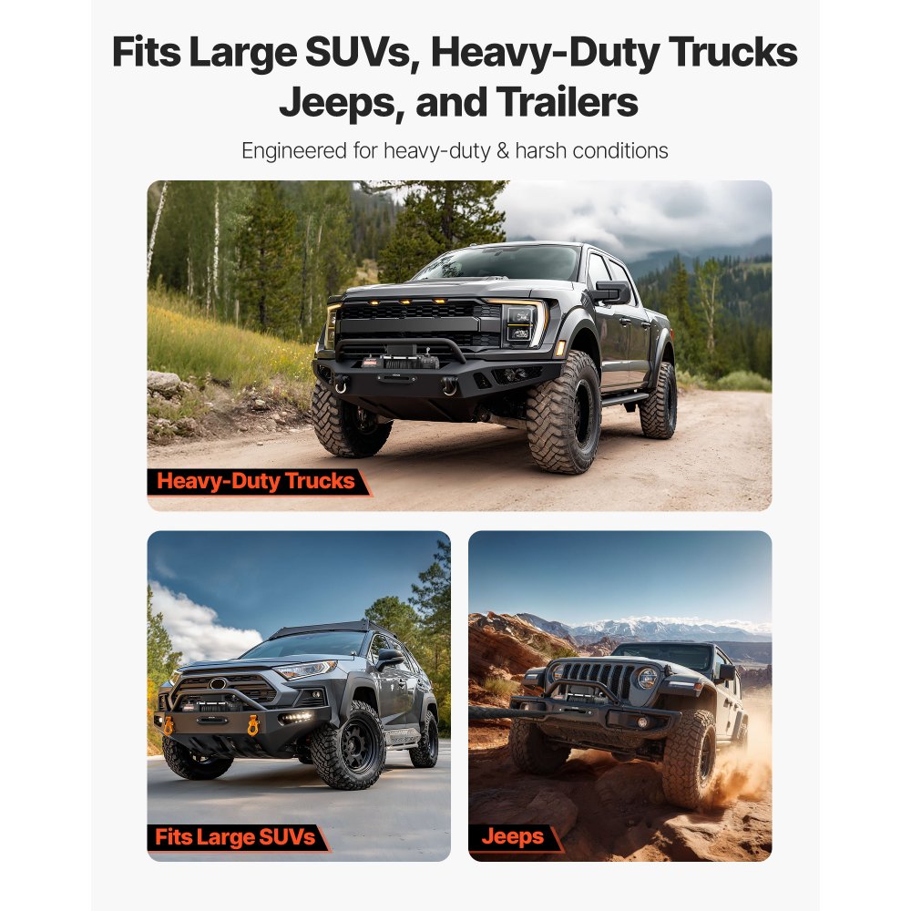 VEVOR Electric Winch, 6100 kg Load Capacity, 12V DC Truck Winch with Φ9.5 mm x 26 m Synthetic Rope, Wireless & Wired Remote Control, IP55 Waterproof for Towing Off-Road SUV Jeep Trailer Boat