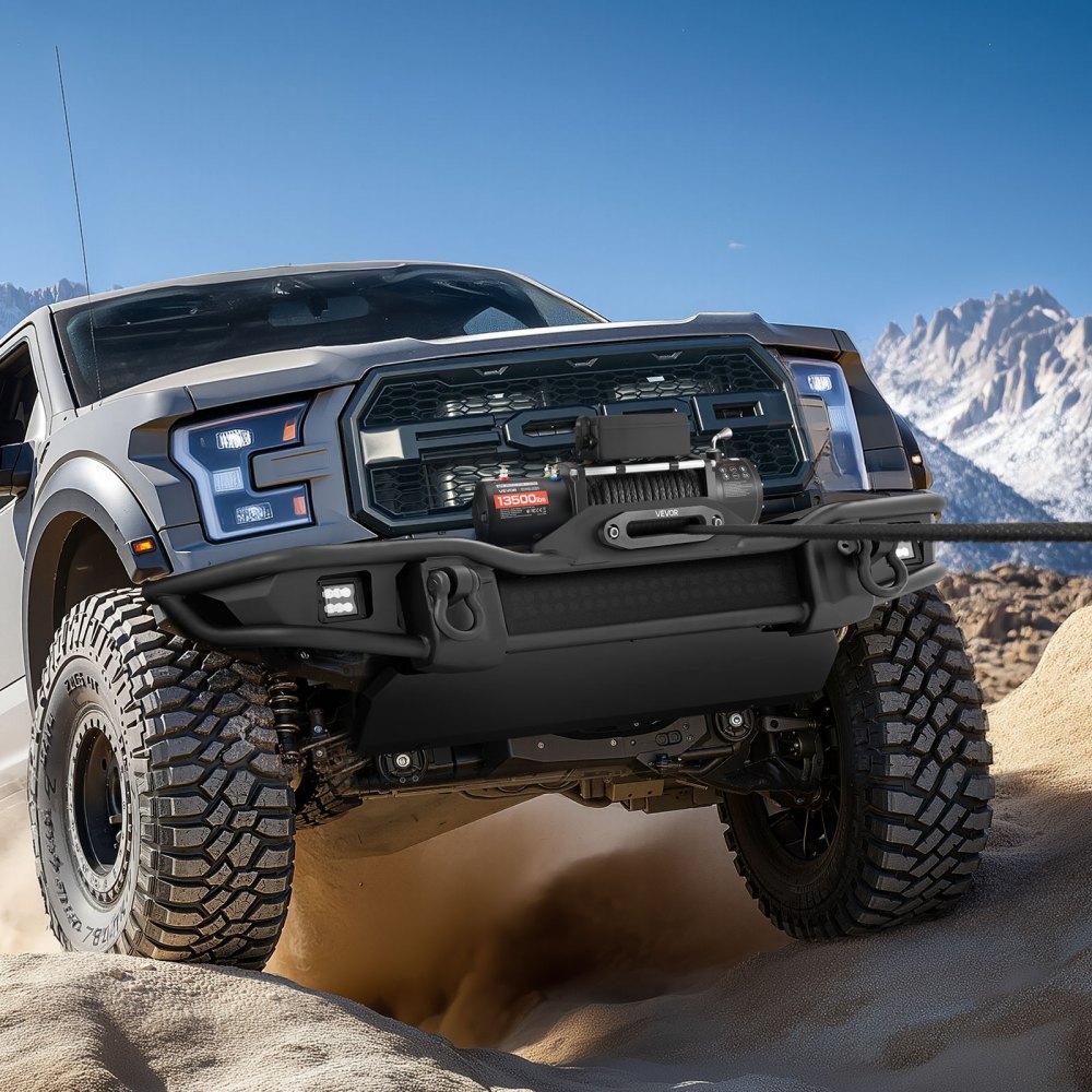 VEVOR Electric Winch, 6100 kg Load Capacity, 12V DC Truck Winch with Φ9.5 mm x 26 m Synthetic Rope, Wireless & Wired Remote Control, IP55 Waterproof for Towing Off-Road SUV Jeep Trailer Boat