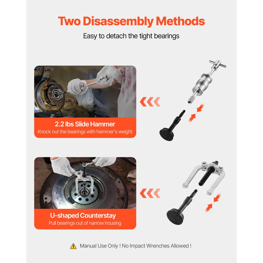 VEVOR Blindgatlagertrekkerset 16 in 1 Binnenlagerring- en afdichtingstrekkerset, glijhamer-pilootinzetstuk Binnenlagertrekkerset met 10 gespleten spantangen en tegensteun