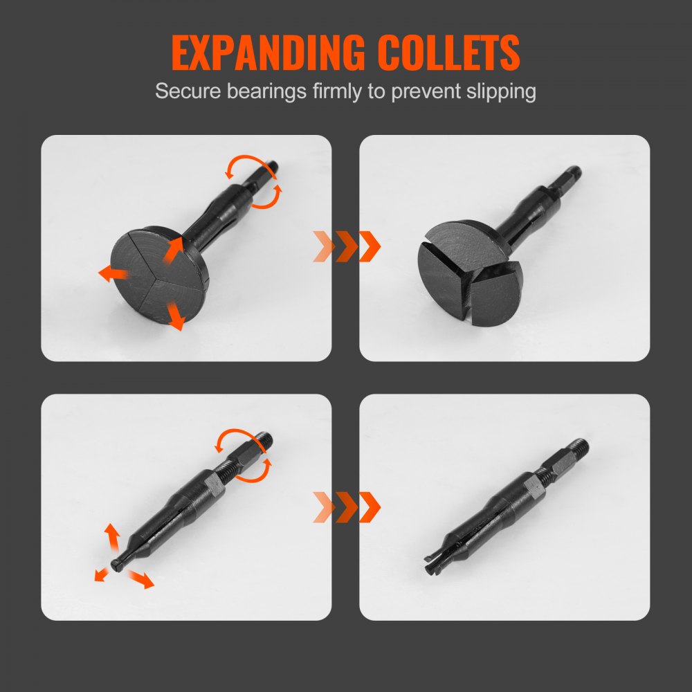 VEVOR Blind Hole Collet Lagerring en Seal Puller Extractor Set, Slide Hammer Pilot Insert Tool Set voor het verwijderen van de trapas, 10 verstelbare spantangen en tegenhouders, 16 stuks