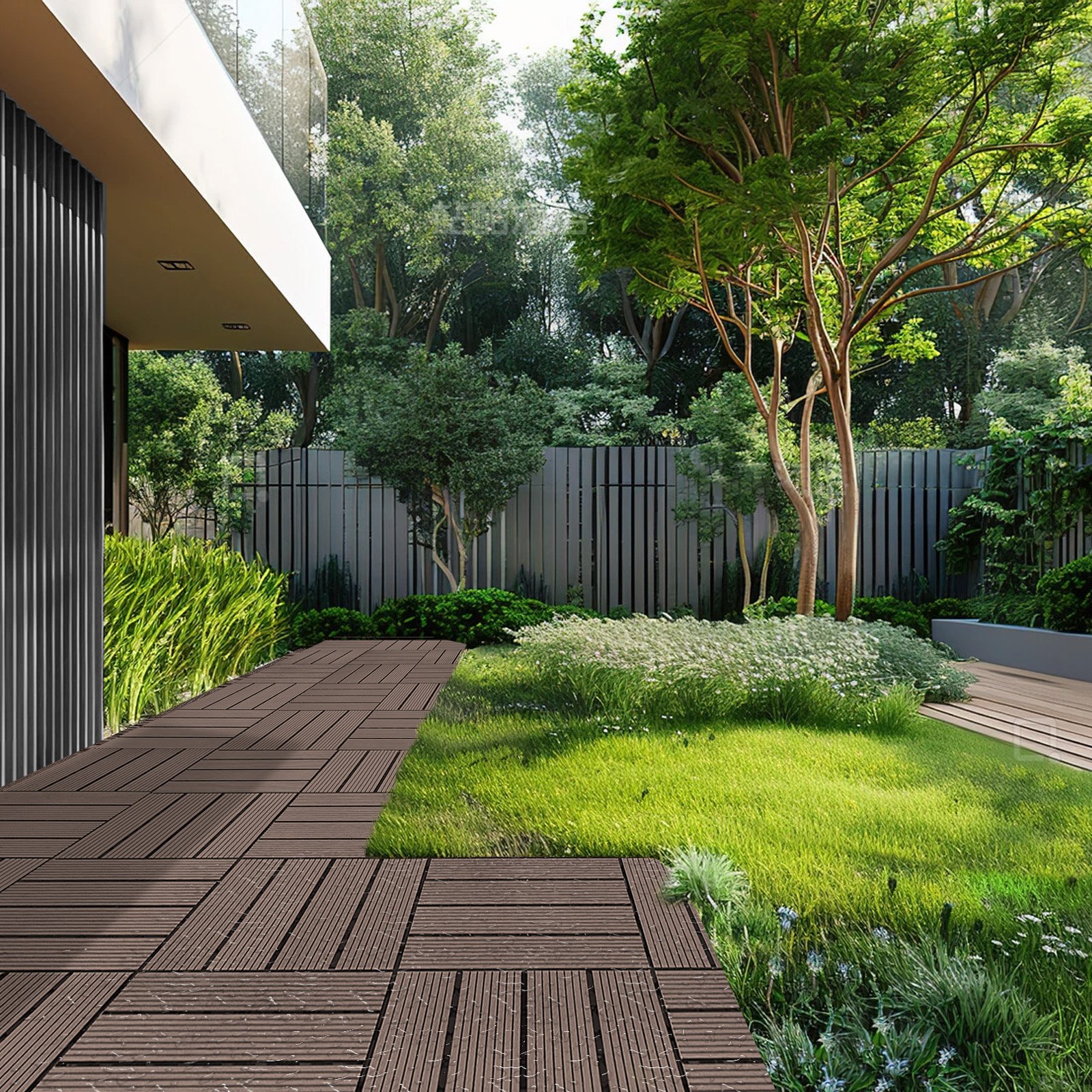 VEVOR Interlocking Deck Tiles Plastic Wood, 27 Pack,12"x12" 27 sq. ft Waterproof Outdoor Flooring All Weather Use, Patio Floor Decking Covering Tiles for Porch Poolside Balcony Backyard, Dark Brown