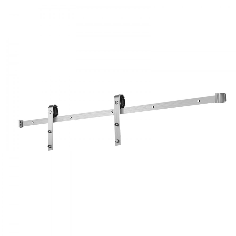 VEVOR Schuifdeursysteem met 1,5 m rail, draagvermogen 150 kg, geschikt voor een maximale breedte van 762 mm en een dikte van 34,92-44,45 mm, enkele schuifdeur, rail en J-vormige rol, zilver