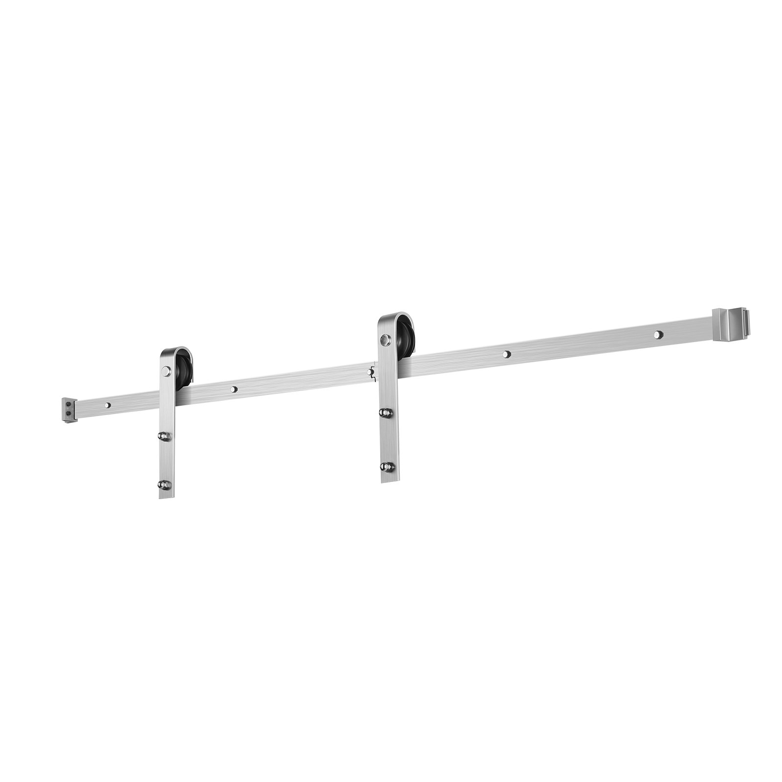 VEVOR Schuifdeursysteem met 1,5 m rail, draagvermogen 150 kg, geschikt voor een maximale breedte van 762 mm en een dikte van 34,92-44,45 mm, enkele schuifdeur, rail en J-vormige rol, zilver