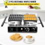 VEVOR Commercial Waffle Maker, 1600W Rectangle Waffle Maker, 2PCs Commercial Waffle Iron, Waffle Baker Machine with 2 Reversible Pans, 122-572℉ Adjustable Nonstick Waffle Baker with Teflon Coating 220