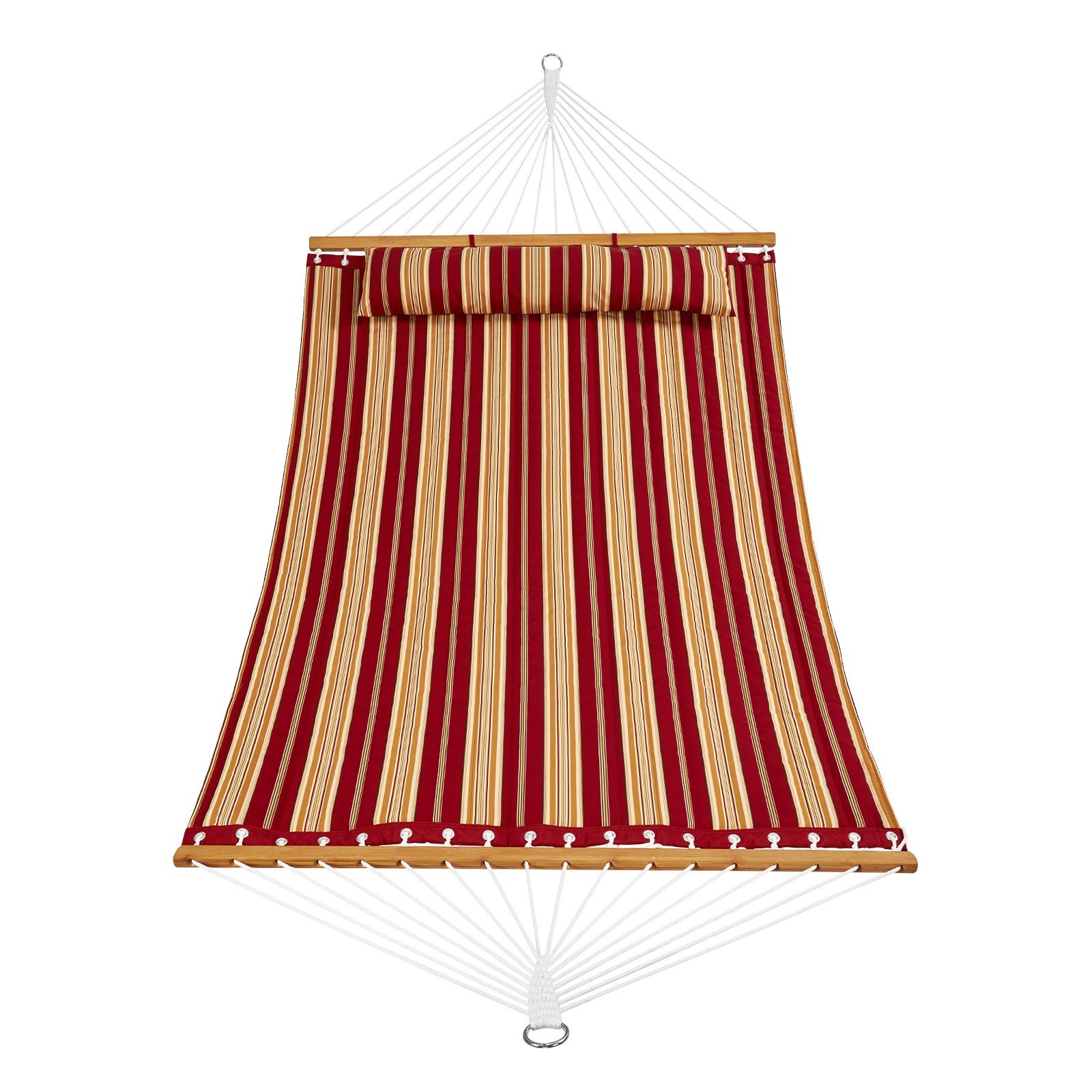 VEVOR hangmat van gewatteerde stof, 1400 x 1900 mm dubbele hangmat met hardhouten spreidstangen voor 2 personen met afneembaar kussen en kettingen voor kamperen, buiten, terras, tuin, strand