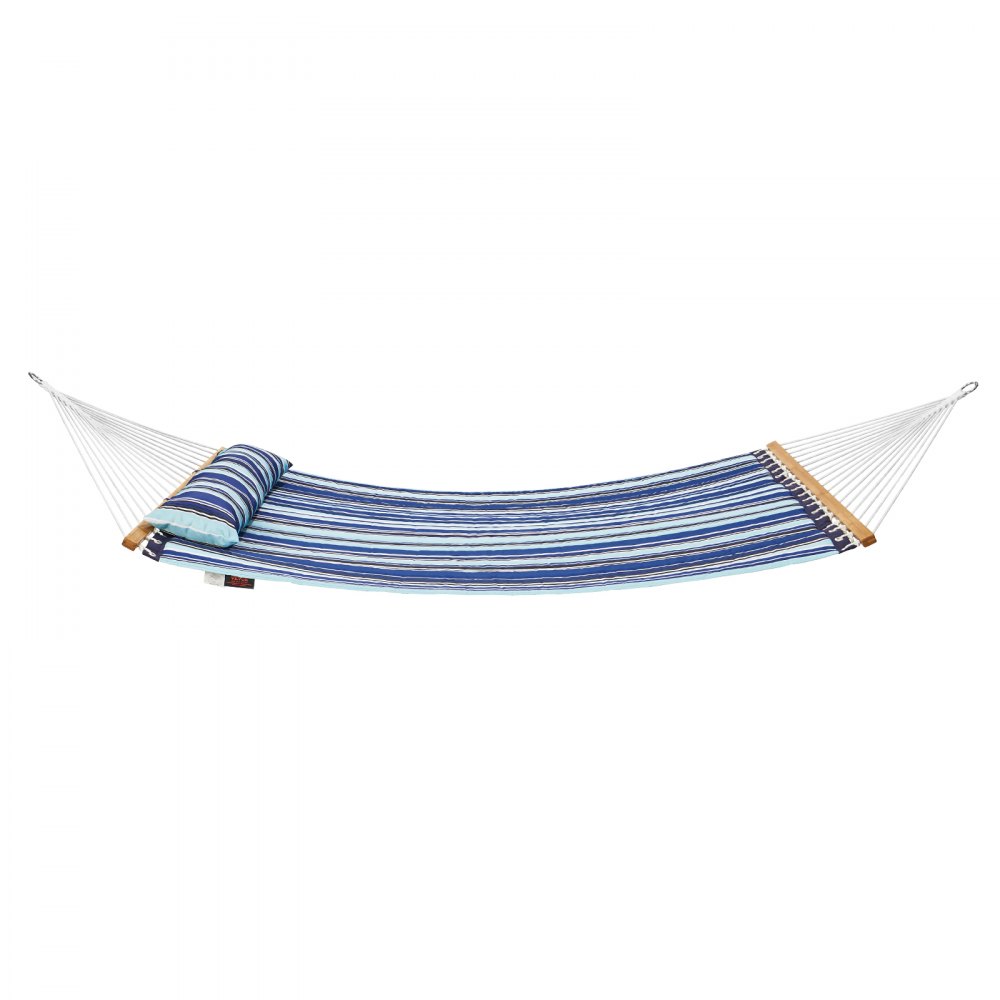 VEVOR hangmat 12ft dubbele hangmat met hardhouten spreidstokken, gewatteerde hangmat voor 2 personen met afneembaar kussen en kettingen voor kamperen, terras, strand, 218 kg laadvermogen