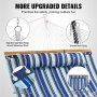 VEVOR double hammock with blue and white stripes, metal rings, 14-inch galvanized chain, and large pillow.