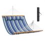 VEVOR double hammock with blue and white stripes, wooden spreader bars, and durable hanging ropes.