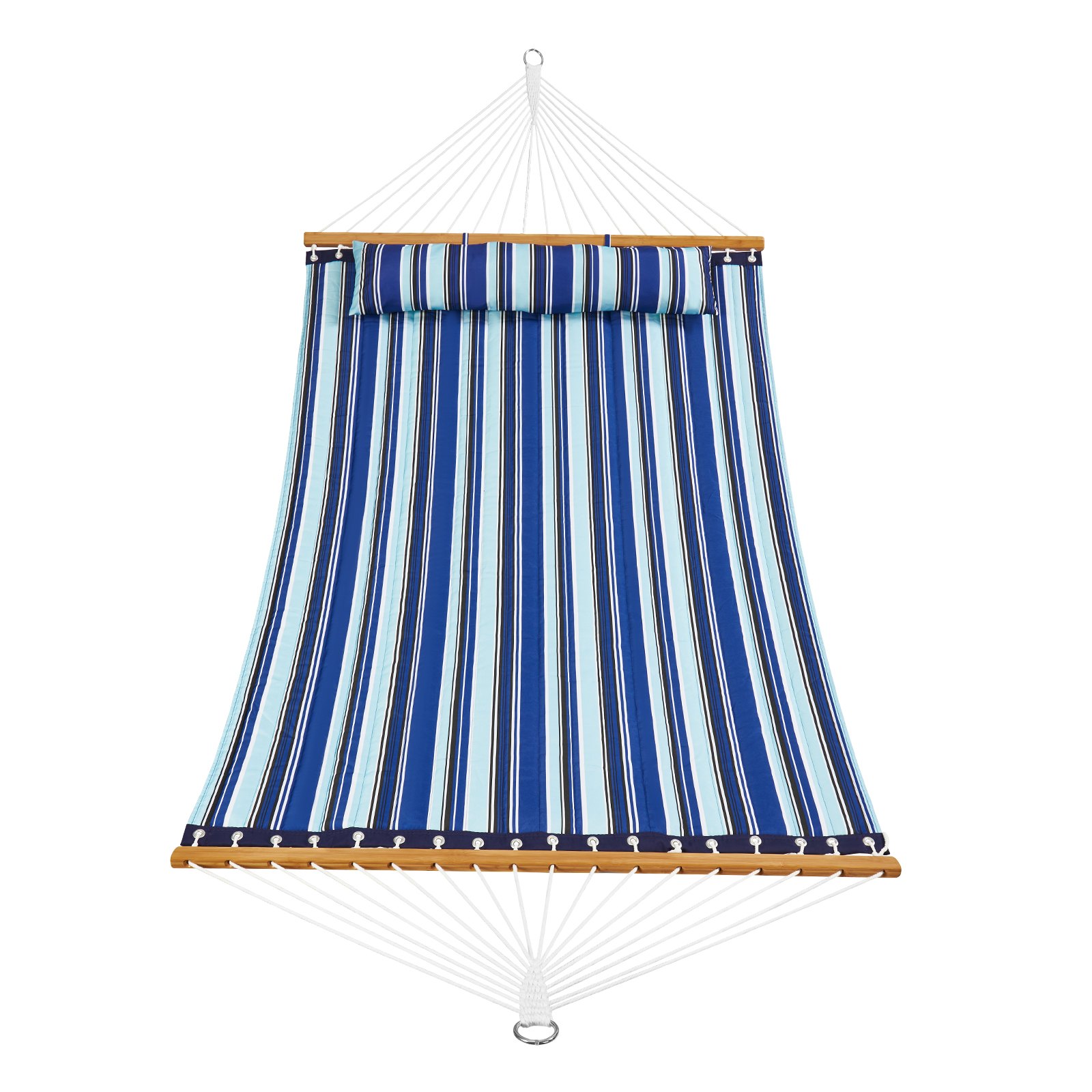 VEVOR hangmat 12ft dubbele hangmat met hardhouten spreidstokken, gewatteerde hangmat voor 2 personen met afneembaar kussen en kettingen voor kamperen, terras, strand, 218 kg laadvermogen