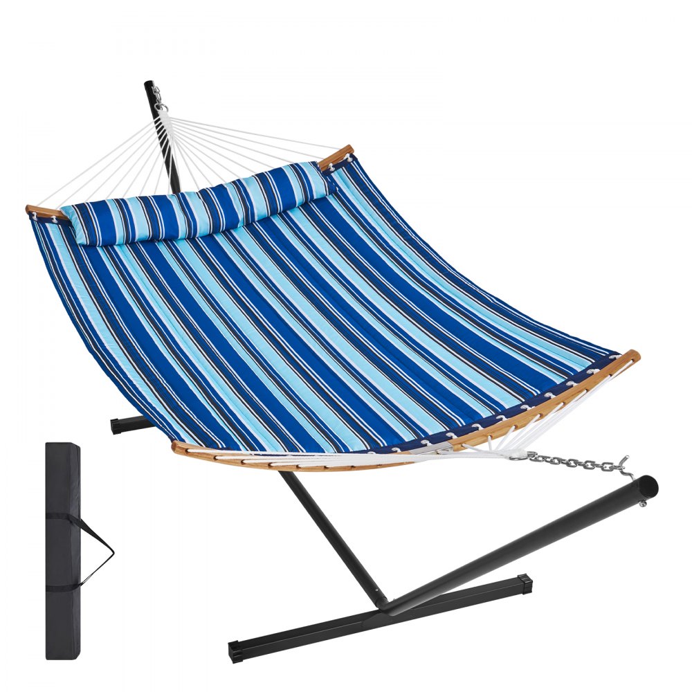 VEVOR Double Quilted Fabric Hammock Two Person Hammock with Stand 480lb Capacity