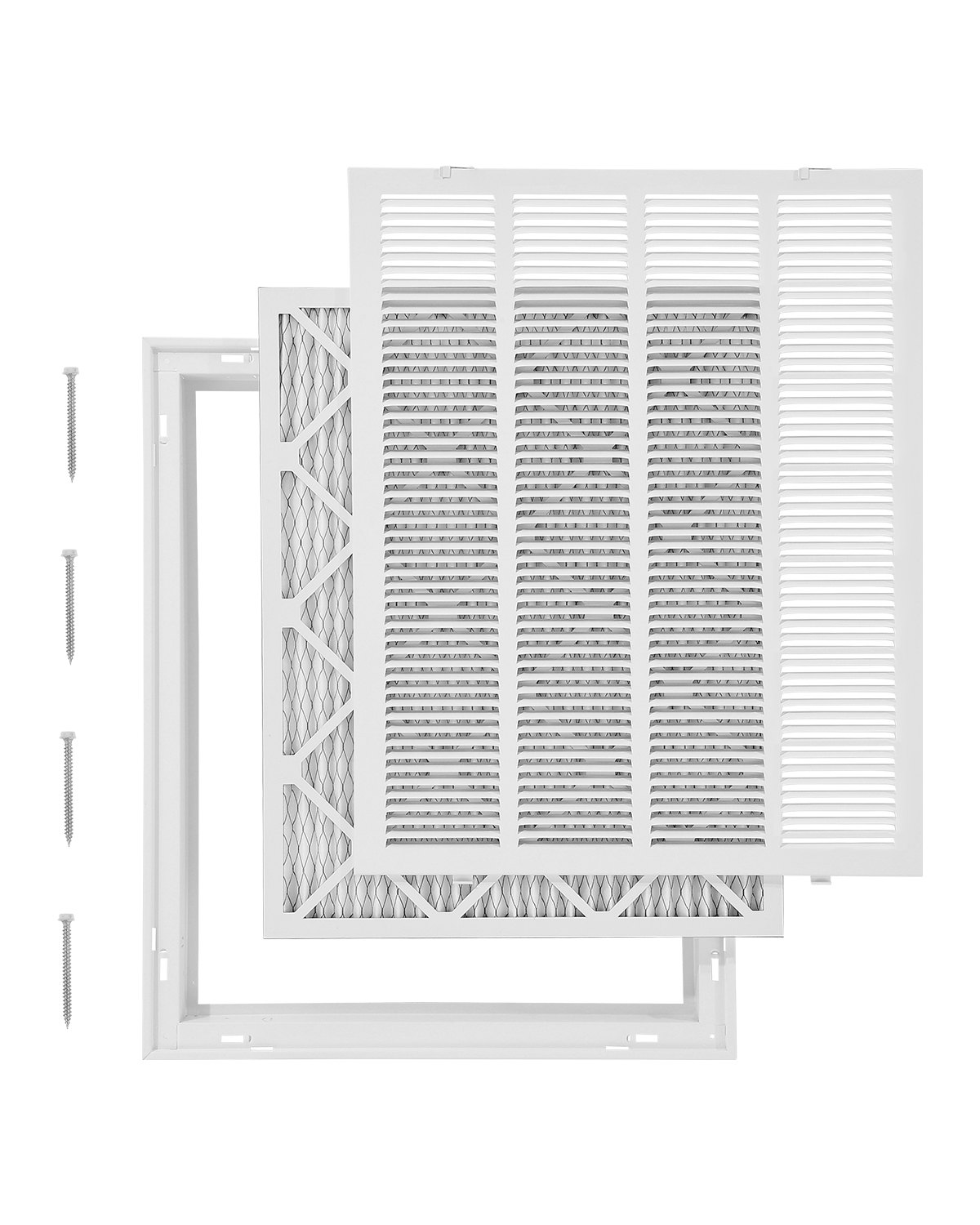VEVOR Return Air Filter Grille, Fits W20 x H25in Duct Opening Size, Filter Included, Return Air Vent Cover for Wall, Powder-Coated Steel Return Air Grill Detachable Face/Door for 1 inch Filters