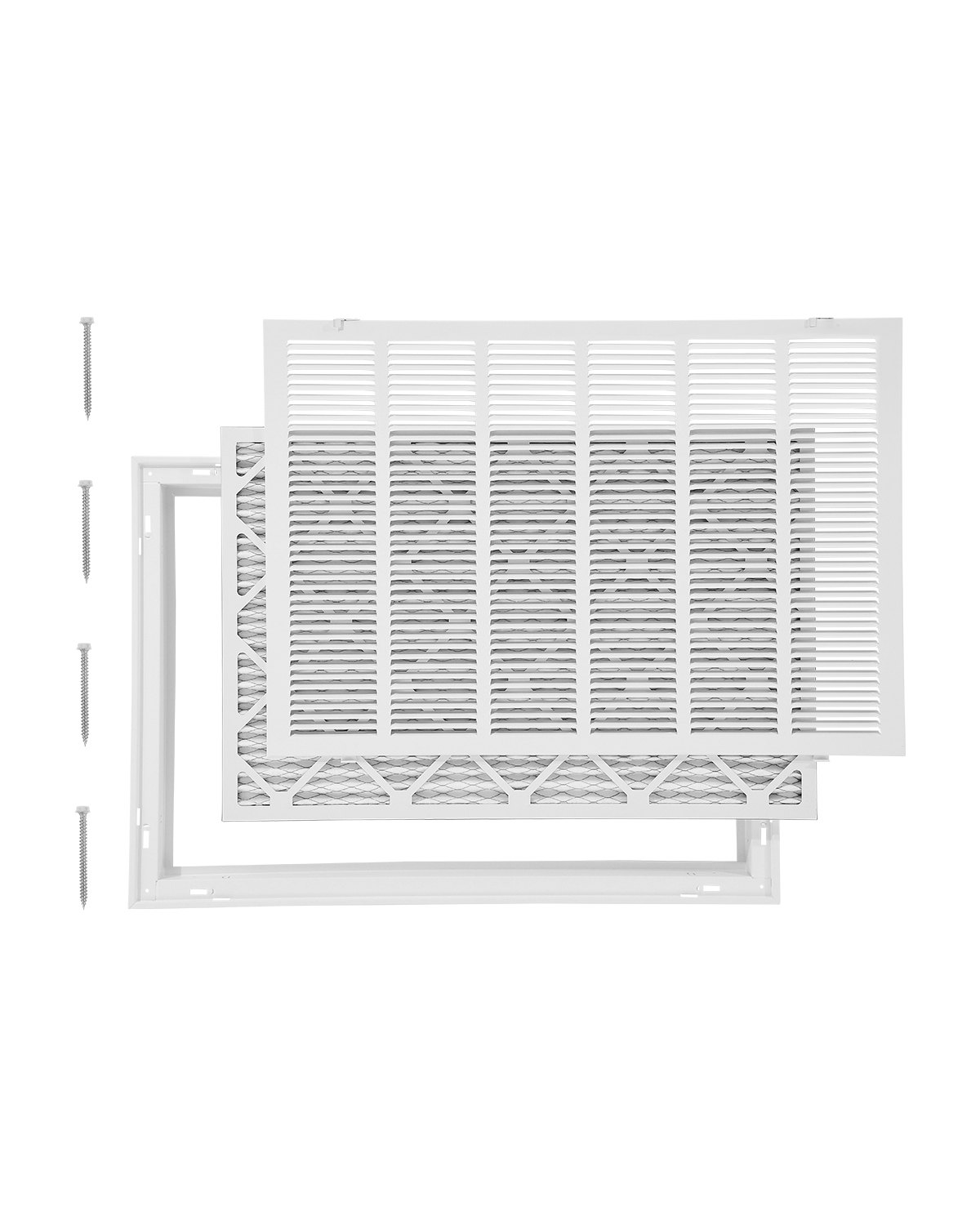 VEVOR-ventilatierooster, past op een inbouwopening van 75,5 x 50,5 cm, inclusief filter, uitlaatrooster, lamellenrooster voor in de muur, gepoedercoat stalen retourluchtrooster